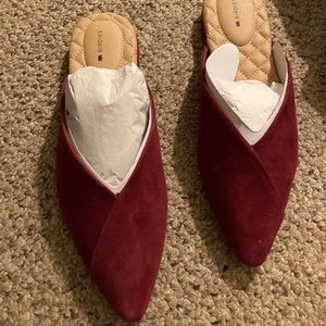 Birdies Swan mule in Rhubarb, size 9